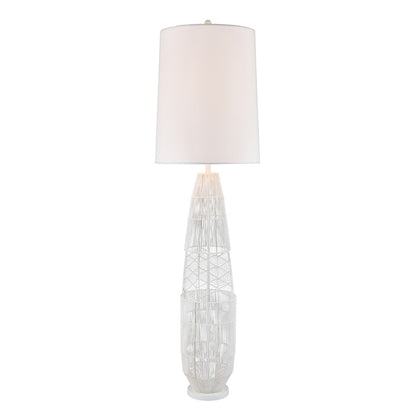 Atlas Lighting Husk 63in 1-Light Floor Lamp | Transitional White and Natural Rope | Living Room & Bedroom | 19 x 19 x 63 in | Model PL11010-WH
