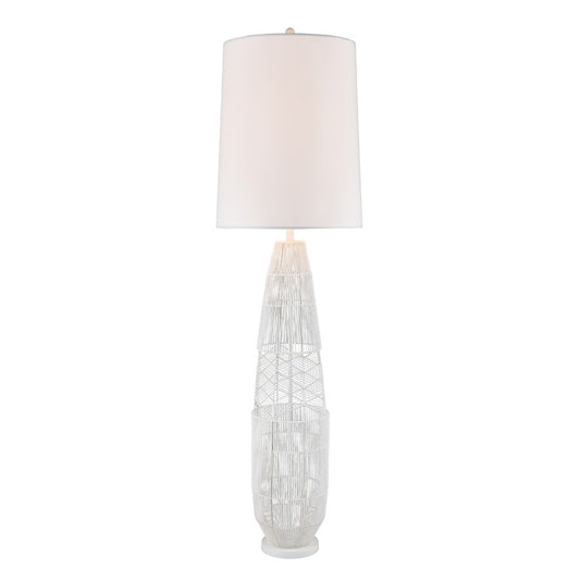 Atlas Lighting Husk 63in 1-Light Floor Lamp | Transitional White and Natural Rope | Living Room & Bedroom | 19 x 19 x 63 in | Model PL11010-WH