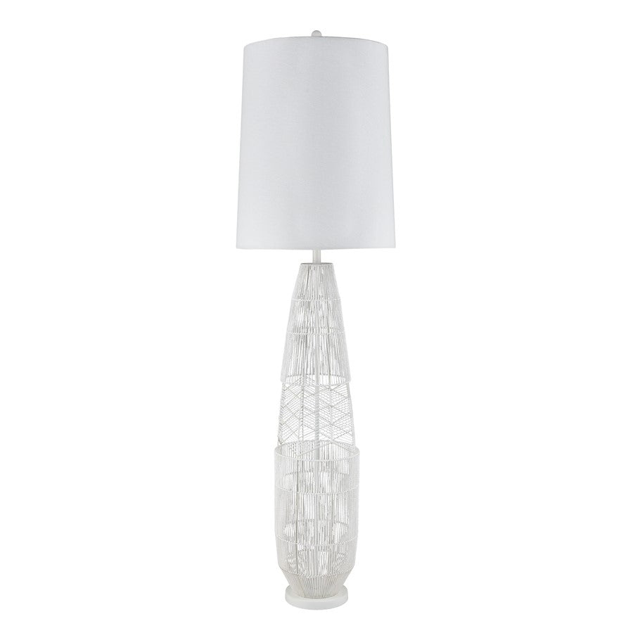Atlas Lighting Husk 63in 1-Light Floor Lamp | Transitional White and Natural Rope | Living Room & Bedroom | 19 x 19 x 63 in | Model PL11010-WH