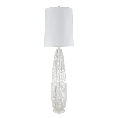 Atlas Lighting Husk 63in 1-Light Floor Lamp | Transitional White and Natural Rope | Living Room & Bedroom | 19 x 19 x 63 in | Model PL11010-WH