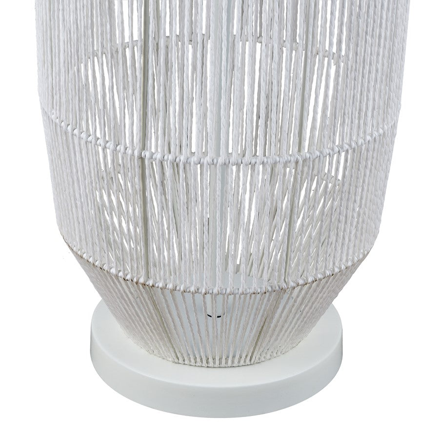 Atlas Lighting Husk 63in 1-Light Floor Lamp | Transitional White and Natural Rope | Living Room & Bedroom | 19 x 19 x 63 in | Model PL11010-WH