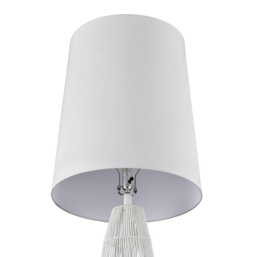 Atlas Lighting Husk 63in 1-Light Floor Lamp | Transitional White and Natural Rope | Living Room & Bedroom | 19 x 19 x 63 in | Model PL11010-WH