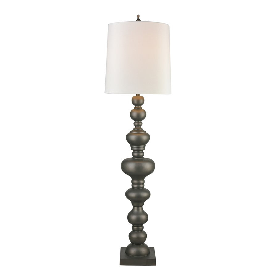 Atlas Lighting Meymac 74in 1-Light Floor Lamp | Transitional Dark Pewter and White Fabric Shade | Living Room & Bedroom | Model PL11015-GY