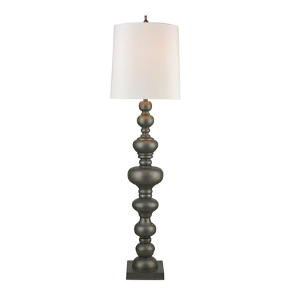 Atlas Lighting Meymac 74in 1-Light Floor Lamp | Transitional Dark Pewter and White Fabric Shade | Living Room & Bedroom | Model PL11015-GY