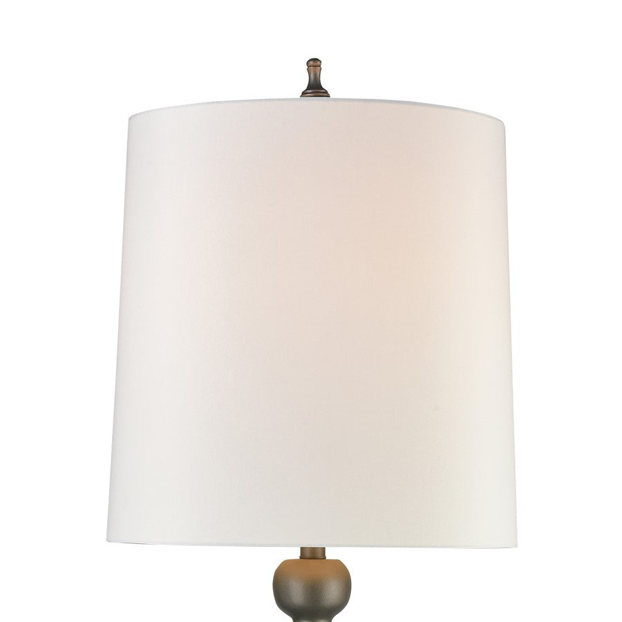Atlas Lighting Meymac 74in 1-Light Floor Lamp | Transitional Dark Pewter and White Fabric Shade | Living Room & Bedroom | Model PL11015-GY