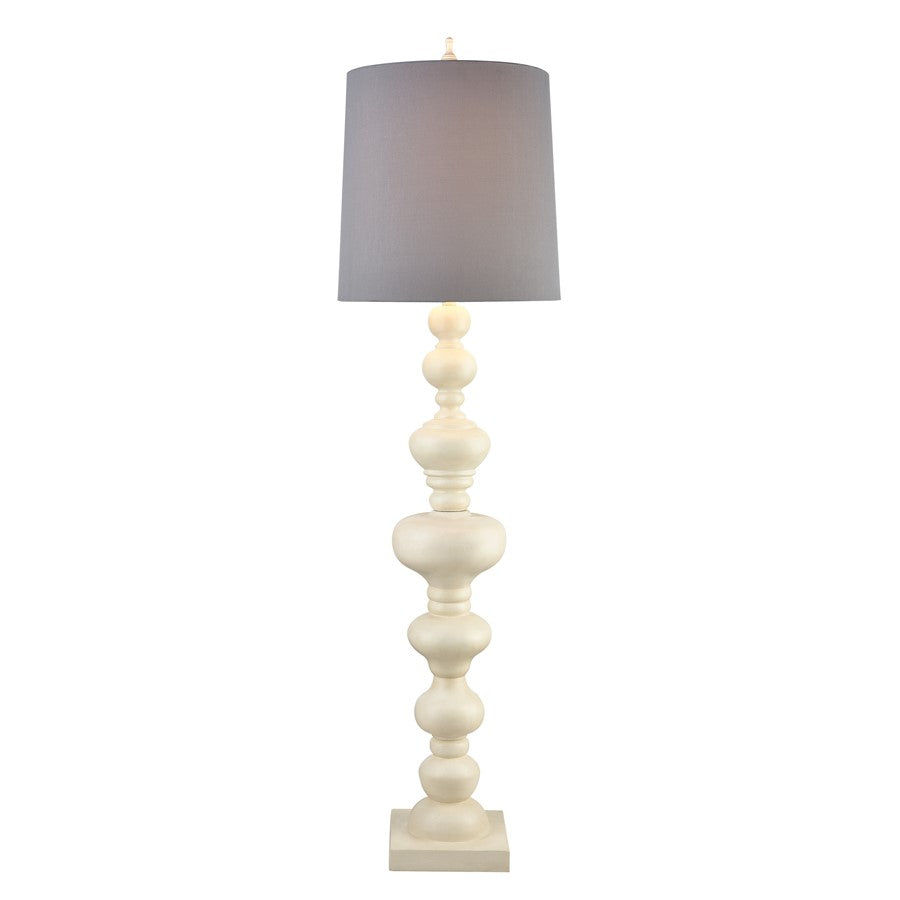 Atlas Lighting Meymac 74in 1-Light Floor Lamp | Transitional Matte White and Gray Fabric Shade | Living Room & Bedroom | Model PL11015-WH