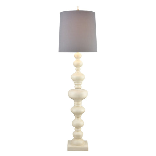 Atlas Lighting Meymac 74in 1-Light Floor Lamp | Transitional Matte White and Gray Fabric Shade | Living Room & Bedroom | Model PL11015-WH