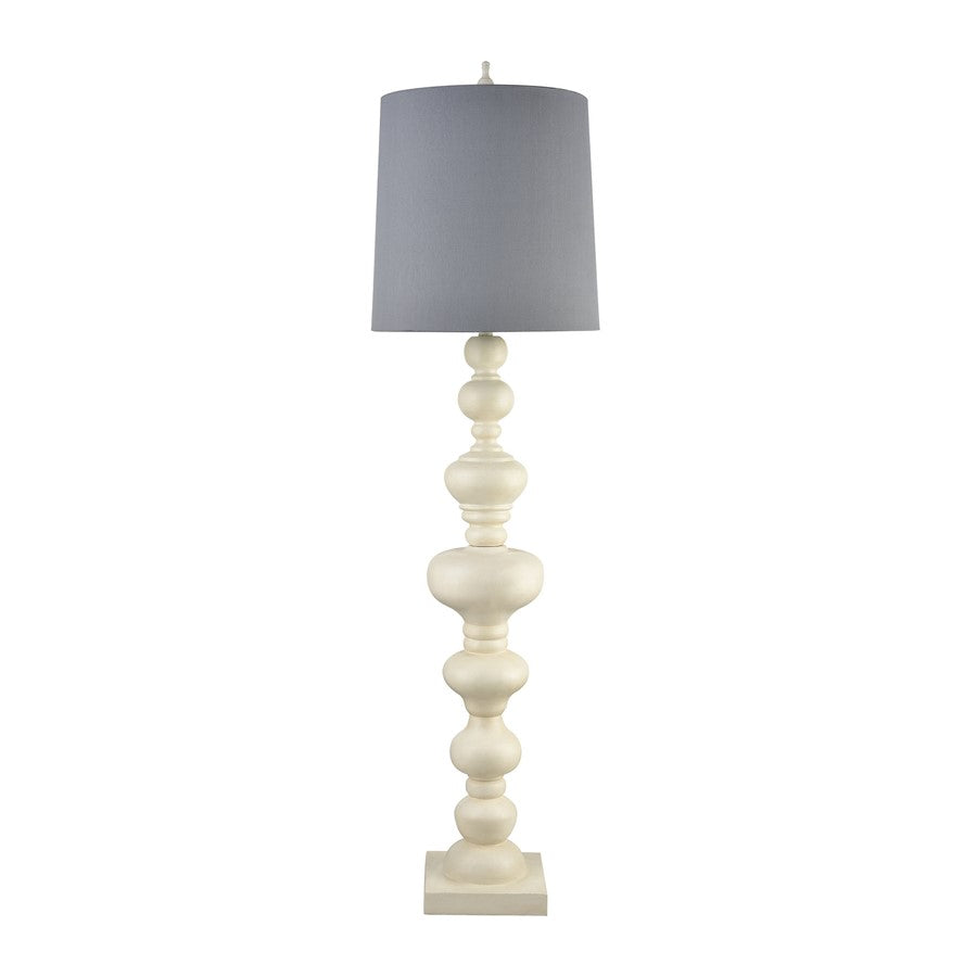 Atlas Lighting Meymac 74in 1-Light Floor Lamp | Transitional Matte White and Gray Fabric Shade | Living Room & Bedroom | Model PL11015-WH