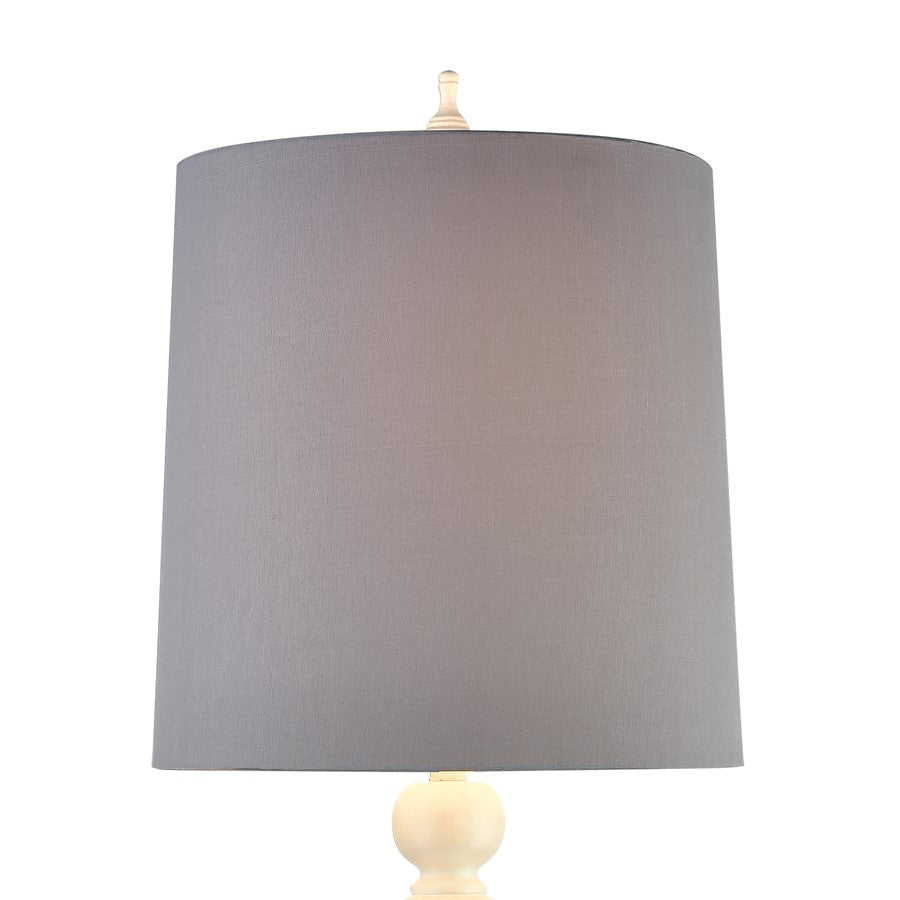 Atlas Lighting Meymac 74in 1-Light Floor Lamp | Transitional Matte White and Gray Fabric Shade | Living Room & Bedroom | Model PL11015-WH
