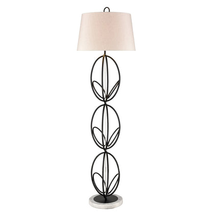 Atlas Lighting Morely 63in 1-Light Floor Lamp | Transitional Matte Black and Brown Fabric Shade | Living Room & Bedroom | Model PL11016-BK