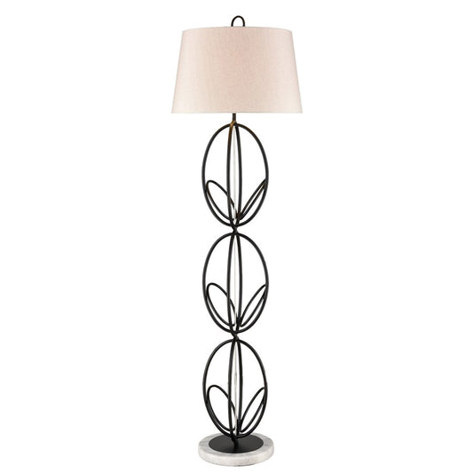 Atlas Lighting Morely 63in 1-Light Floor Lamp | Transitional Matte Black and Brown Fabric Shade | Living Room & Bedroom | Model PL11016-BK
