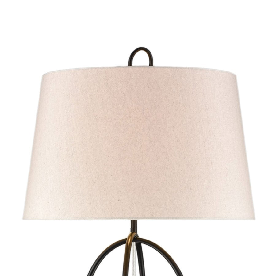 Atlas Lighting Morely 63in 1-Light Floor Lamp | Transitional Matte Black and Brown Fabric Shade | Living Room & Bedroom | Model PL11016-BK