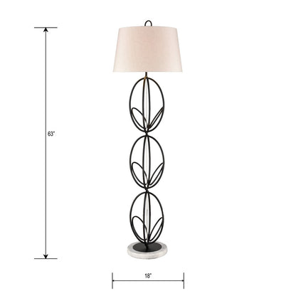 Atlas Lighting Morely 63in 1-Light Floor Lamp | Transitional Matte Black and Brown Fabric Shade | Living Room & Bedroom | Model PL11016-BK