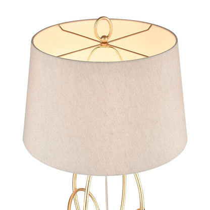 Atlas Lighting Morely 63in 1-Light Floor Lamp | Transitional Gold Leaf and Brown Fabric Shade | Living Room & Bedroom | Model PL11016-GD