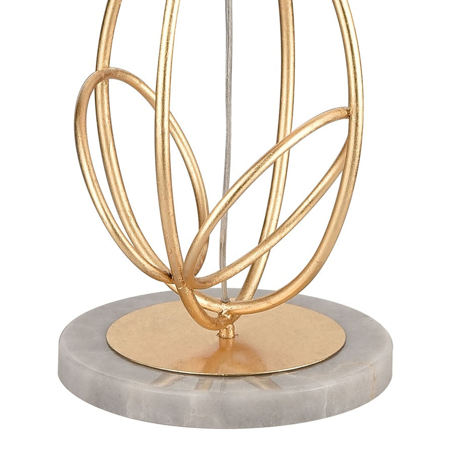 Atlas Lighting Morely 63in 1-Light Floor Lamp | Transitional Gold Leaf and Brown Fabric Shade | Living Room & Bedroom | Model PL11016-GD