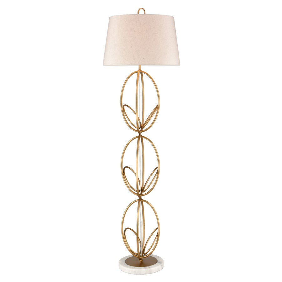 Atlas Lighting Morely 63in 1-Light Floor Lamp | Transitional Gold Metal and White Marble Base | Living Room & Bedroom | Model PL11016-GD2