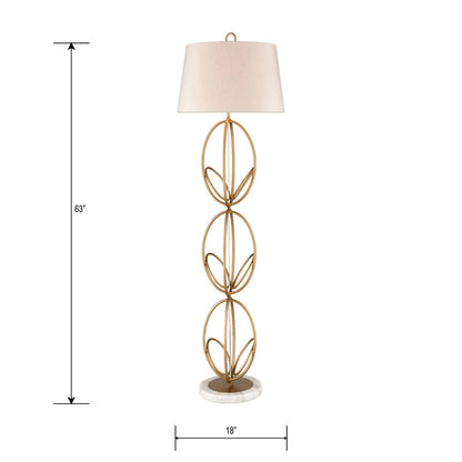 Atlas Lighting Morely 63in 1-Light Floor Lamp | Transitional Gold Metal and White Marble Base | Living Room & Bedroom | Model PL11016-GD2