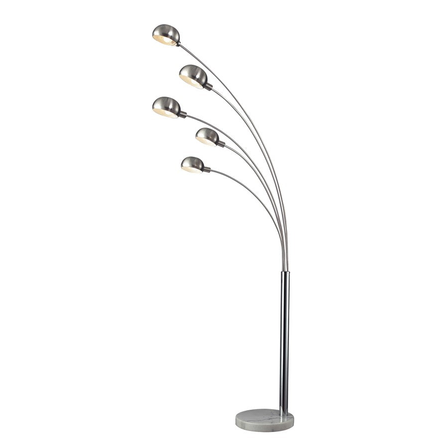 Atlas Lighting Penbrook 83in 5-Light Floor Lamp | Modern Chrome Metal and White Stone Base | Living Room & Bedroom | Model PL11017-CH