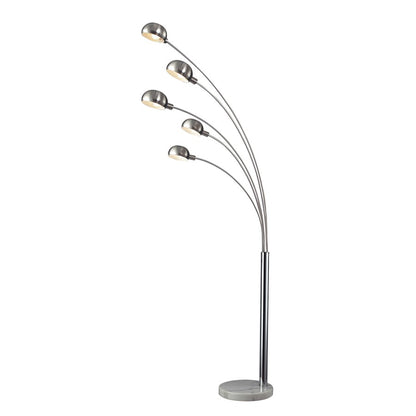 Atlas Lighting Penbrook 83in 5-Light Floor Lamp | Modern Chrome Metal and White Stone Base | Living Room & Bedroom | Model PL11017-CH