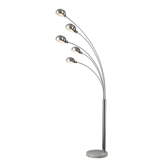 Atlas Lighting Penbrook 83in 5-Light Floor Lamp | Modern Chrome Metal and White Stone Base | Living Room & Bedroom | Model PL11017-CH