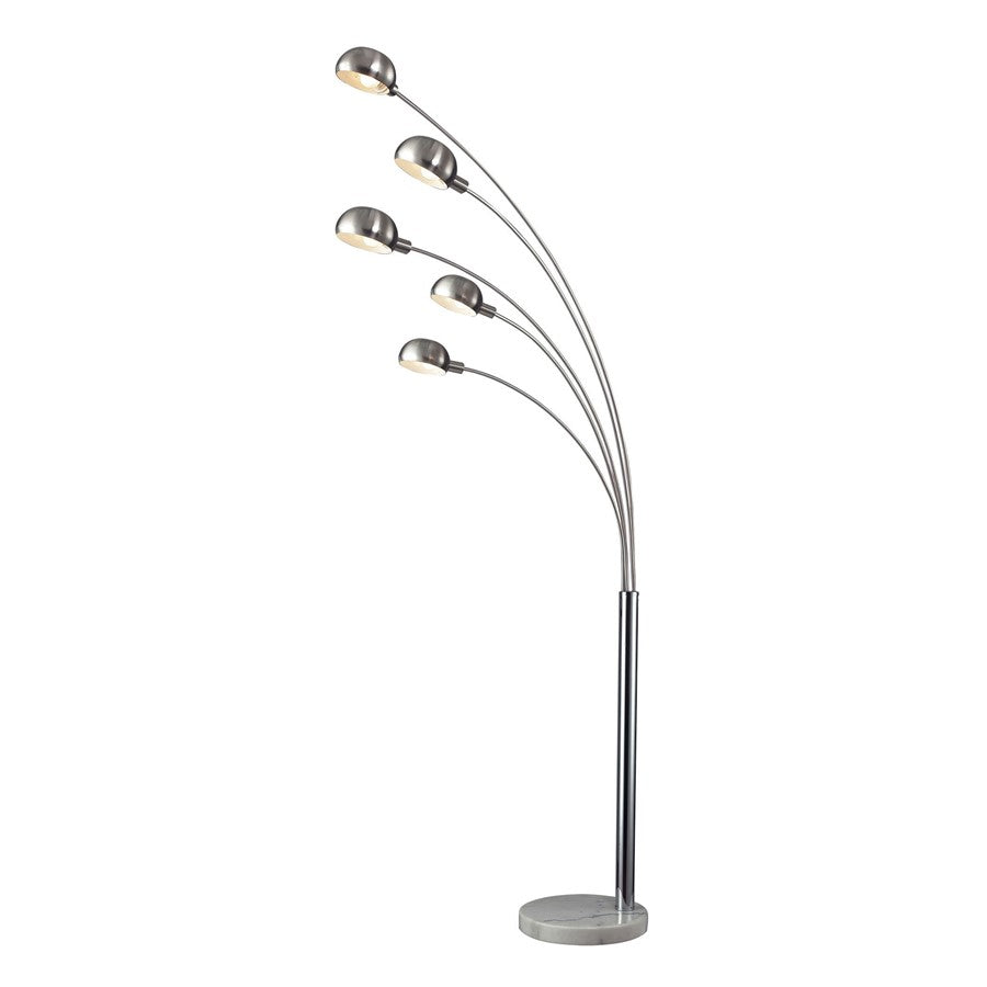 Atlas Lighting Penbrook 83in 5-Light Floor Lamp | Modern Chrome Metal and White Stone Base | Living Room & Bedroom | Model PL11017-CH