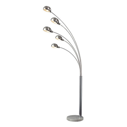Atlas Lighting Penbrook 83in 5-Light Floor Lamp | Modern Chrome Metal and White Stone Base | Living Room & Bedroom | Model PL11017-CH