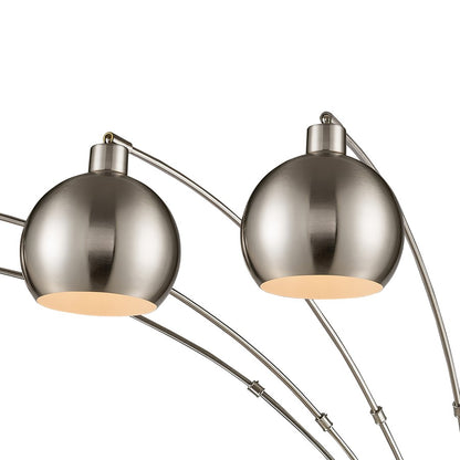 Atlas Lighting Peterborough 85in 5-Light Arc Floor Lamp | Modern Polished Nickel Metal and White Stone Base | Living Room | Model PL11018-NK