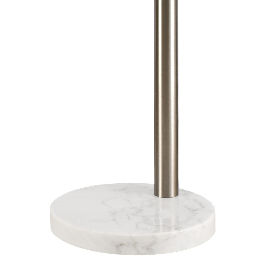 Atlas Lighting Peterborough 85in 5-Light Arc Floor Lamp | Modern Polished Nickel Metal and White Stone Base | Living Room | Model PL11018-NK