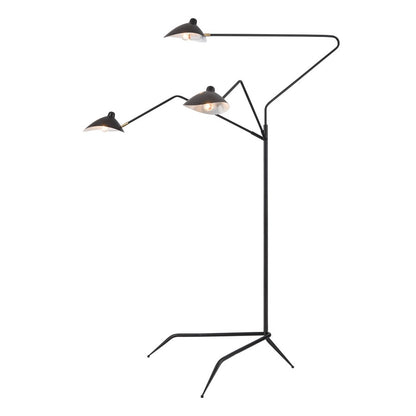 Atlas Lighting Risley 81in 3-Light Floor Lamp | Modern Matte Black Metal and Aged Brass Accents | Living Room & Bedroom | Model PL11020-BK