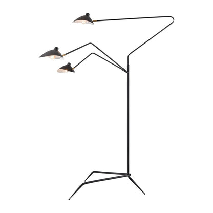Atlas Lighting Risley 81in 3-Light Floor Lamp | Modern Matte Black Metal and Aged Brass Accents | Living Room & Bedroom | Model PL11020-BK