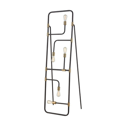 Atlas Lighting Think Tank 64in 5-Light Floor Lamp | Modern Black and Aged Brass Metal | Living Room & Bedroom | 18 x 15 x 64 in | Model PL11023-BK