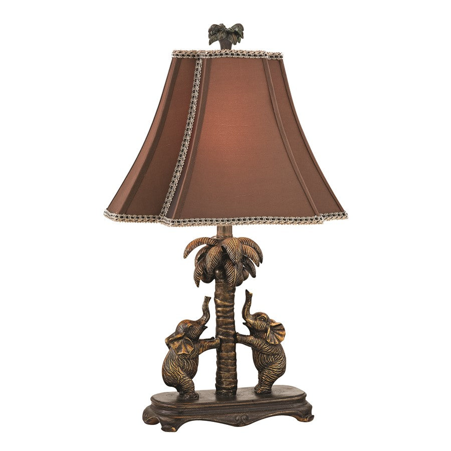 Atlas Lighting Adamslane 24in 1-Light Table Lamp | Traditional Bronze and Copper Fabric Shade | Living Room & Study | Model PL11029-BZ