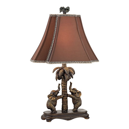 Atlas Lighting Adamslane 24in 1-Light Table Lamp | Traditional Bronze and Copper Fabric Shade | Living Room & Study | Model PL11029-BZ