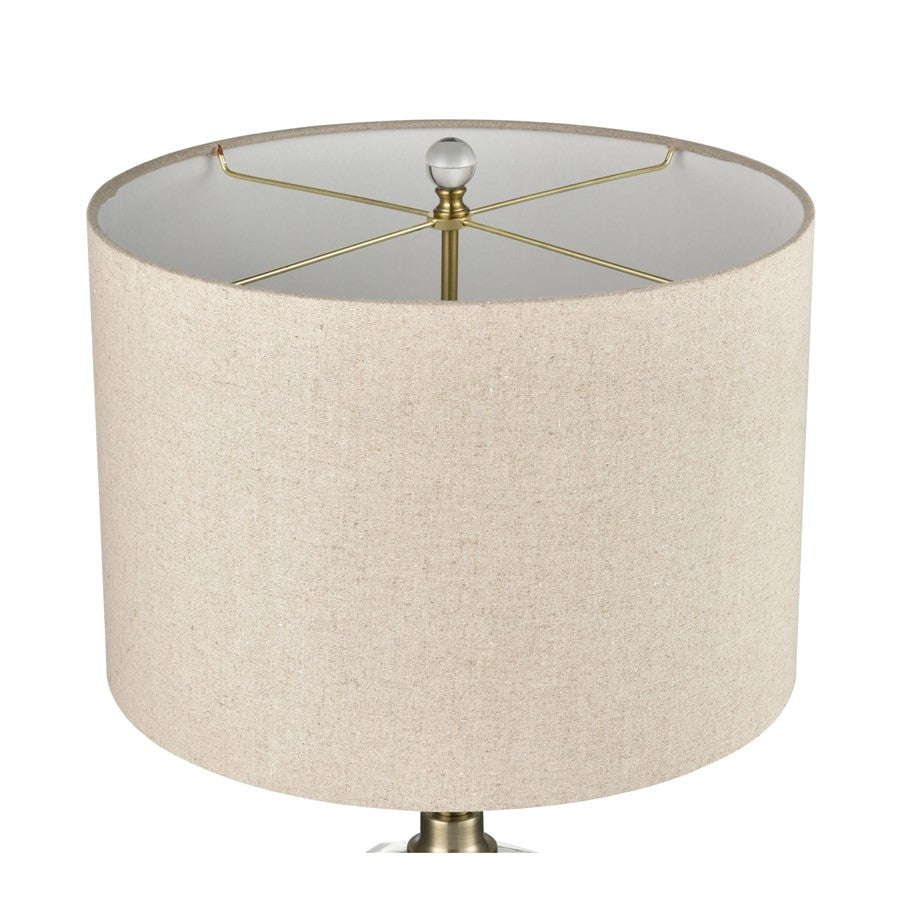 Atlas Lighting Annetta 33in 2-Light Table Lamp Set of 2 | Antique Brass and Off White Linen | Bedroom & Living Room | Model PL11030-BSS