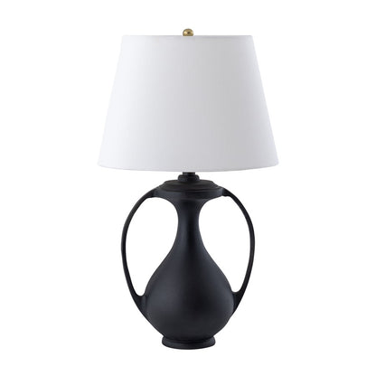 Atlas Lighting Anpell 25in 1-Light Table Lamp | Traditional Matte Black and White Fabric | Living Room & Bedroom | 14 x 14 x 25 in | Model PL11031-BK