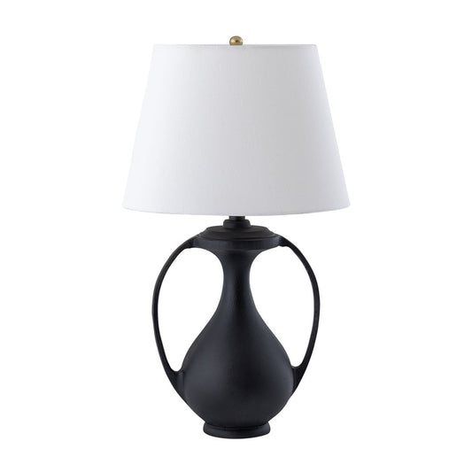 Atlas Lighting Anpell 25in 1-Light Table Lamp | Traditional Matte Black and White Fabric | Living Room & Bedroom | 14 x 14 x 25 in | Model PL11031-BK