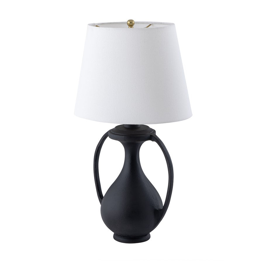 Atlas Lighting Anpell 25in 1-Light Table Lamp | Traditional Matte Black and White Fabric | Living Room & Bedroom | 14 x 14 x 25 in | Model PL11031-BK