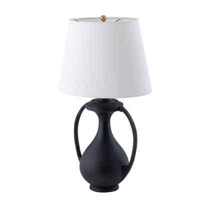 Atlas Lighting Anpell 25in 1-Light Table Lamp | Traditional Matte Black and White Fabric | Living Room & Bedroom | 14 x 14 x 25 in | Model PL11031-BK