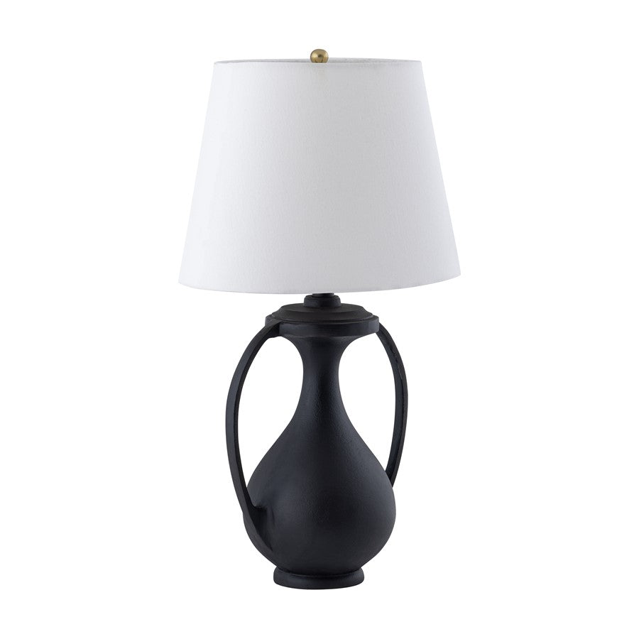 Atlas Lighting Anpell 25in 1-Light Table Lamp | Traditional Matte Black and White Fabric | Living Room & Bedroom | 14 x 14 x 25 in | Model PL11031-BK