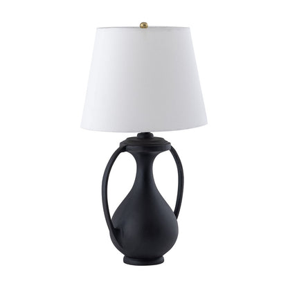 Atlas Lighting Anpell 25in 1-Light Table Lamp | Traditional Matte Black and White Fabric | Living Room & Bedroom | 14 x 14 x 25 in | Model PL11031-BK