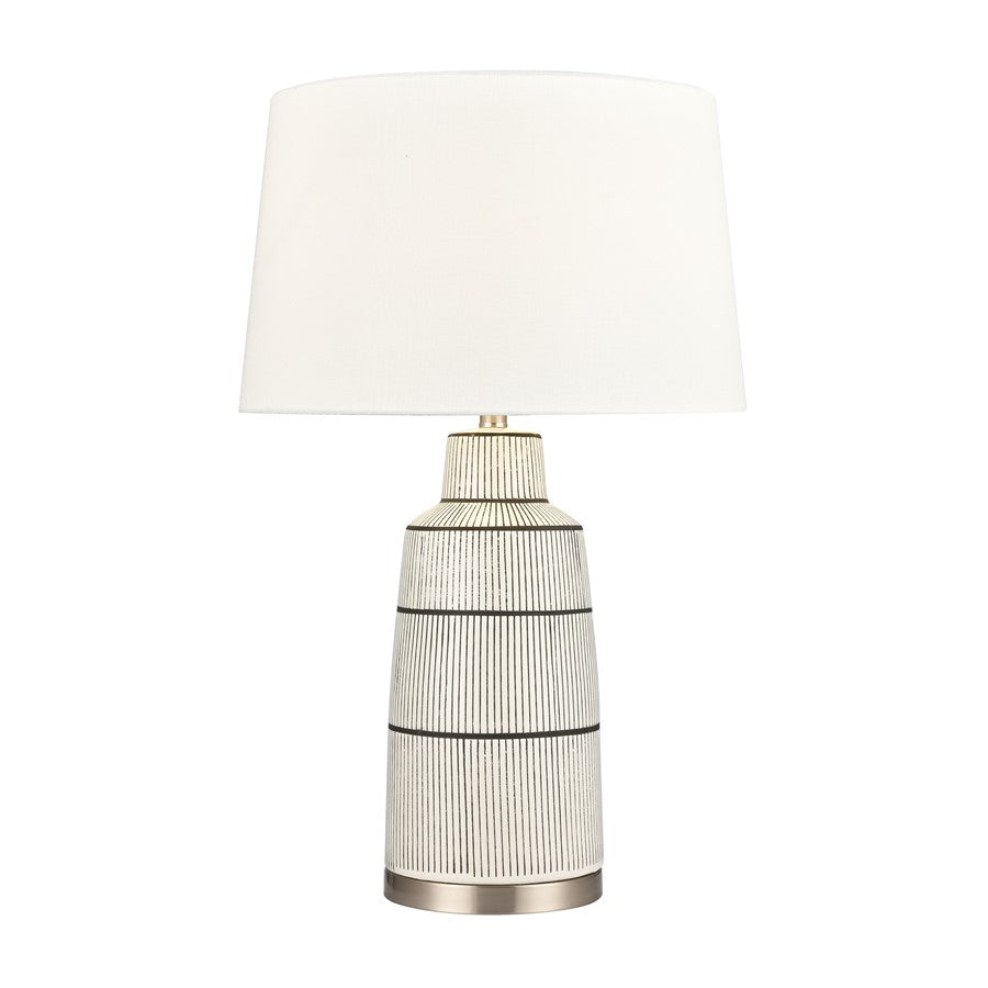 Atlas Lighting Ansley 30in 1-Light Table Lamp | Transitional Gray Wash Earthenware and Satin Nickel | Living Room & Bedroom | Model PL11032-WH