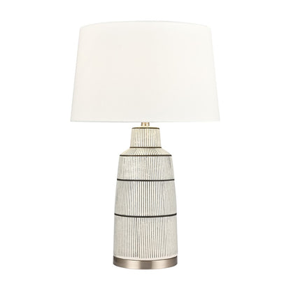 Atlas Lighting Ansley 30in 1-Light Table Lamp | Transitional Gray Wash Earthenware and Satin Nickel | Living Room & Bedroom | Model PL11032-WH