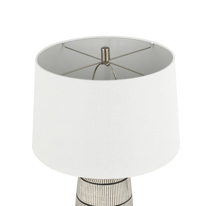Atlas Lighting Ansley 30in 1-Light Table Lamp | Transitional Gray Wash Earthenware and Satin Nickel | Living Room & Bedroom | Model PL11032-WH