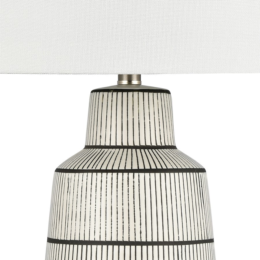 Atlas Lighting Ansley 30in 1-Light Table Lamp | Transitional Gray Wash Earthenware and Satin Nickel | Living Room & Bedroom | Model PL11032-WH