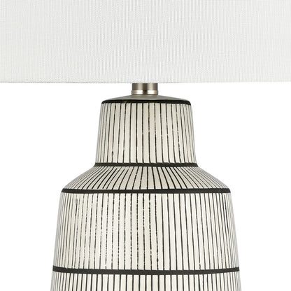 Atlas Lighting Ansley 30in 1-Light Table Lamp | Transitional Gray Wash Earthenware and Satin Nickel | Living Room & Bedroom | Model PL11032-WH