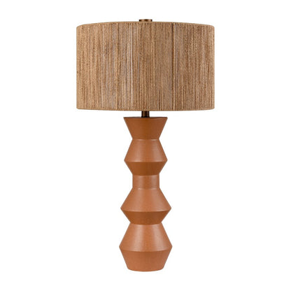 Atlas Lighting Belen 31in 1-Light Table Lamp | Transitional Ochre Earthenware and White Woven Rope Drum Shade | Living Room | Model PL11037-OR
