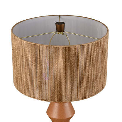 Atlas Lighting Belen 31in 1-Light Table Lamp | Transitional Ochre Earthenware and White Woven Rope Drum Shade | Living Room | Model PL11037-OR