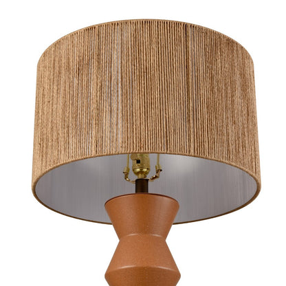 Atlas Lighting Belen 31in 1-Light Table Lamp | Transitional Ochre Earthenware and White Woven Rope Drum Shade | Living Room | Model PL11037-OR