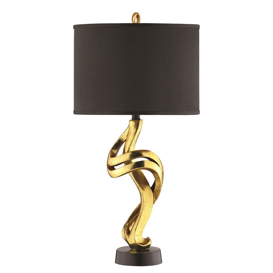 Atlas Lighting Belle 30in 1-Light Table Lamp | Transitional Gold Composite and Black Fabric Drum Shade | Living Room & Bedroom | Model PL11038-GD