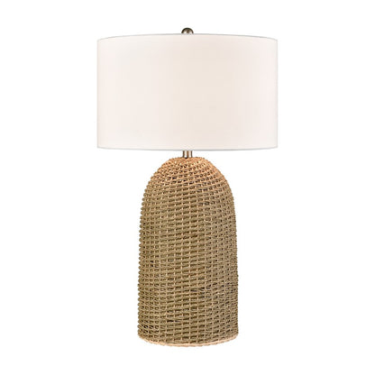Atlas Lighting Coe 32in 1-Light Table Lamp | Transitional Natural Rope and White Fabric Shade | Living Room & Bedroom | Model PL11043-NA